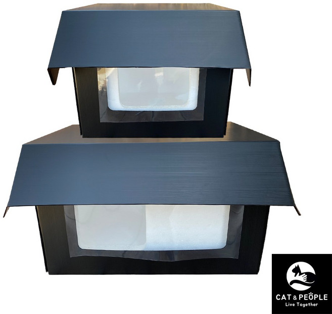 캣앤피플 보급형 고급형 길고양이집 급식소 하우스, 검정, 1개