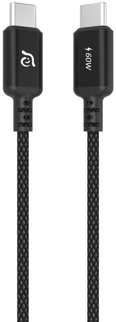亞果元素 CASA S200 200cm USB-C 對 USB-C 60W 充電傳輸線 編織線, 黑色, 1條