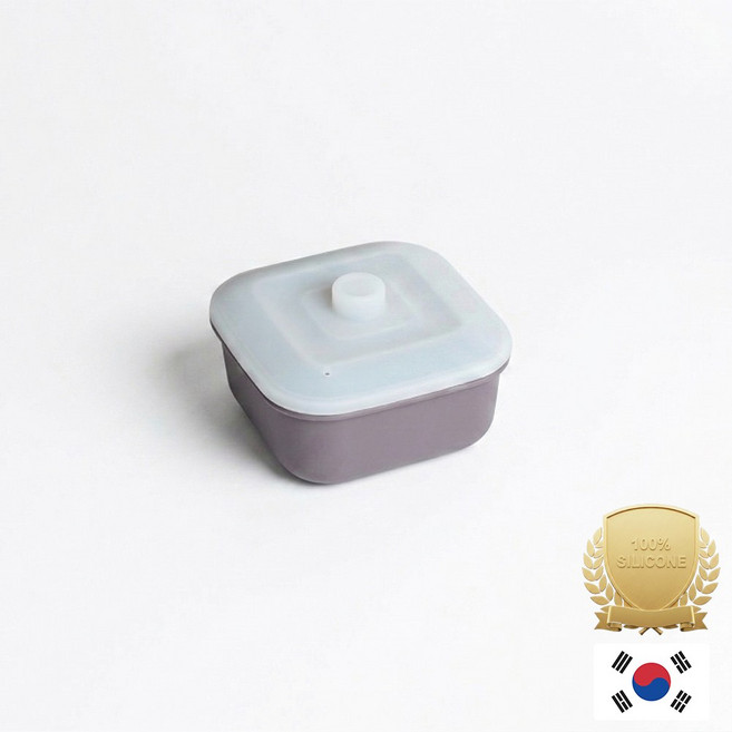아티즌 쿡 국산 실리콘 계란찜기 전자레인지 용기 내열유리 찜기 주방용품 이유식 용기, 1개, 소형 사각 1P / 바디:퍼플그레이 / 뚜껑:반투명