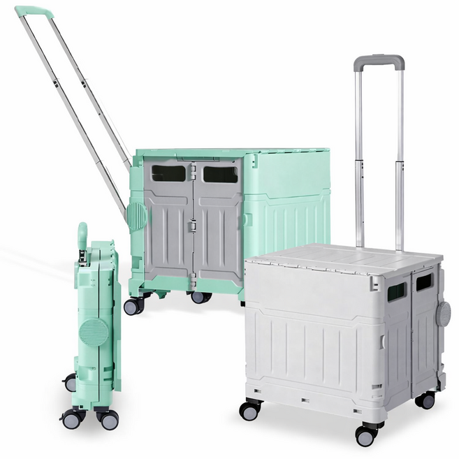 원하트 75L 특대형 접이식 카트 쇼핑카트 손수레 장바구니, 민트, 1개