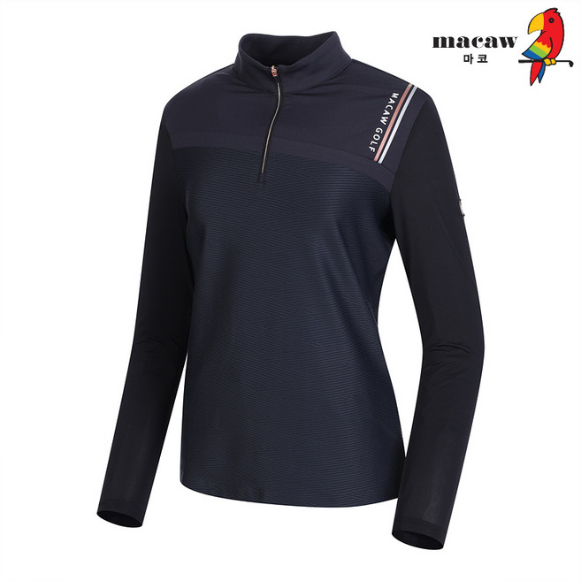 마코 (여성)배색 반집업 티셔츠_MNW1TH63