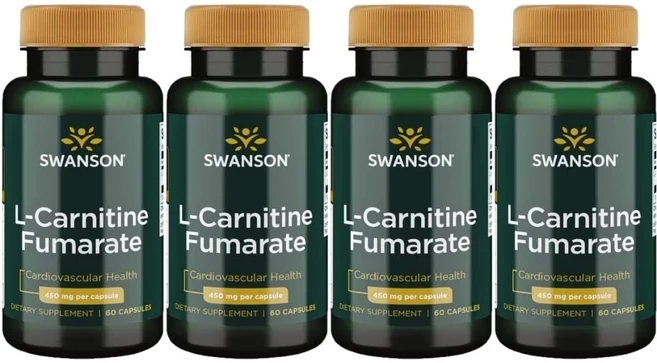 스완슨 엘 카르니틴 푸마르산염 450mg, 4팩, 60정 - 쿠팡
