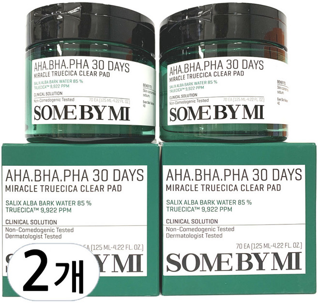 썸바이미 아하 바하 파하 30 데이즈 미라클 트루시카 클리어패드 125ml, 70매입, 2개