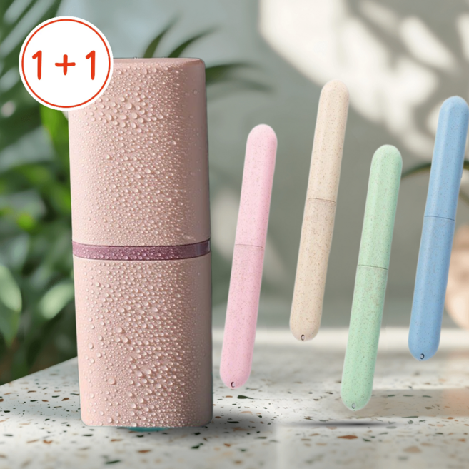 지미픽 데일리 휴대용 칫솔케이스세트, 1개, 핑크세트