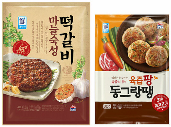 대림 마늘숙성떡갈비 480g + 육즙팡 동그랑땡600g(300g x2), 1세트, 1.08kg
