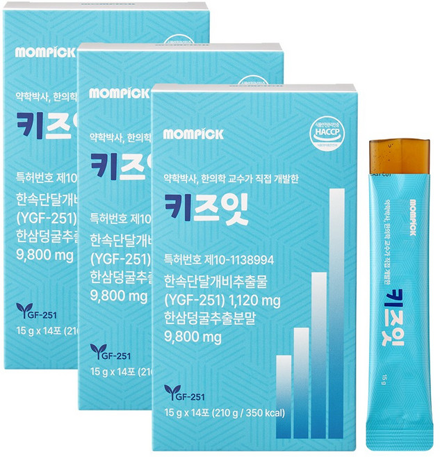 맘픽 키즈잇 한삼덩굴 환삼덩굴 추출분말 율초 식약청 HACCP 인증 젤리 스틱, 3세트, 14회분