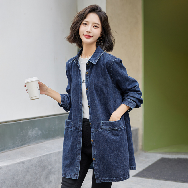 ZAJA 여성 루즈핏 하프 셔츠형 데님재킷 간절기 데일리 캐주얼룩