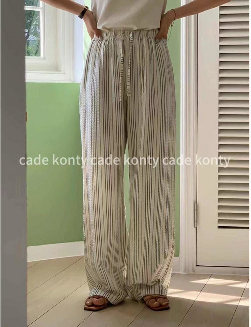 스트라이프 와이드 밴딩 팬츠 시어서커 바지 3color (휴가룩/바캉스룩/여행룩)