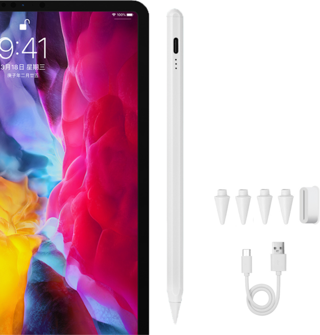 아일레청 아이패드 전용 펜슬 ipad 터치펜 C타입 충천 애플 펜슬 4 펜촉, 1개, 화이트