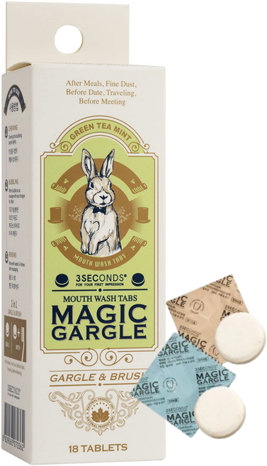 쓰리세컨즈 씹는 고체 매직가글 그린티민트향, 15.4g, 1개