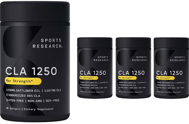 스포츠리서치 맥스 포텐시 95% CLA 1250mg 소프트젤, 90정, 4개