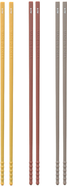 비비또 실리콘 예쁜 젓가락 세트, 혼합색상, 3매 (골든크림,핑크브라운,아메리카노그레이), 1세트