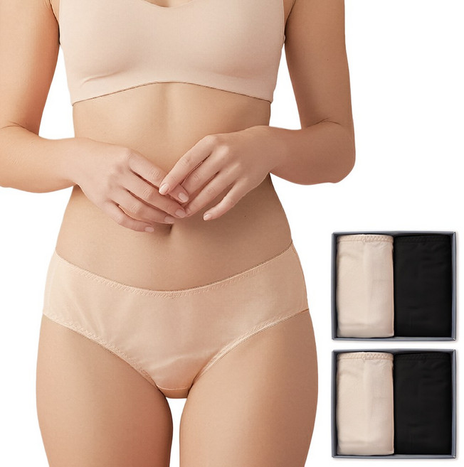 BYC 4매입 여성용 노라인 통기성 속옷 미디 햄팬티 세트