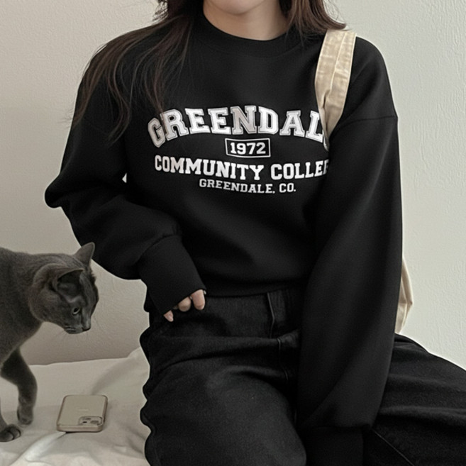 마이쏭 여성 봄신상 크롭맨투맨 긴팔 커뮤니레터링오버핏맨투맨