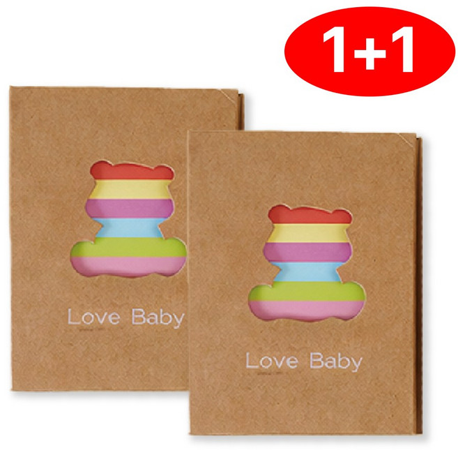 레인보우 포켓 포토 앨범 13x18cm 2p, 50매, 곰돌이 2p