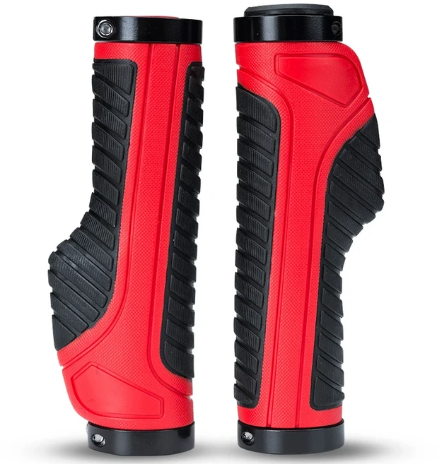 쿠쿠스토어 ROCKBROS 자전거 그립 핸들 바 이중 잠금 장치 부드러운 충격 방지 고무 MTB 도로 사이클링 인, 04 BT1802RD