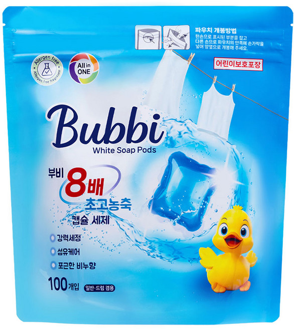 부비 올인원 초고농축 캡슐세제 비누향, 1개, 100개입