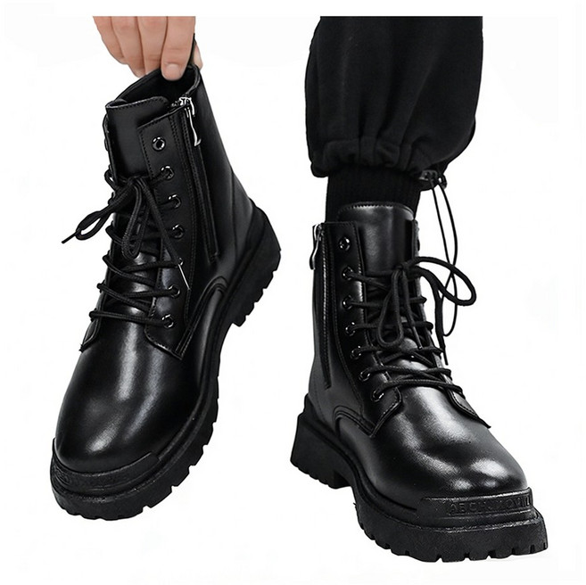 차쿠 남성 하이 워커 지퍼 카고부츠 군화 전술 캐주얼 작업화 신발