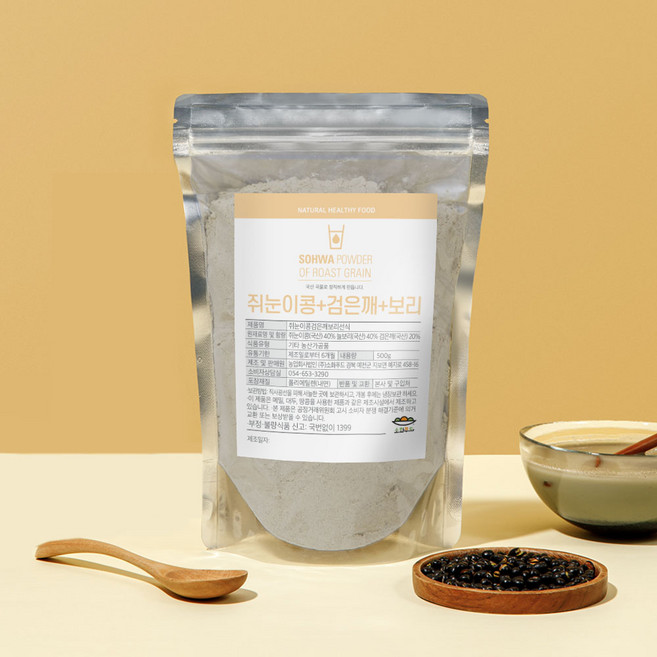 소화푸드 쥐눈이콩 검은깨 보리 선식 500g 국산 볶은 검은콩 흑임자가루 미숫가루 식사대용, 1개