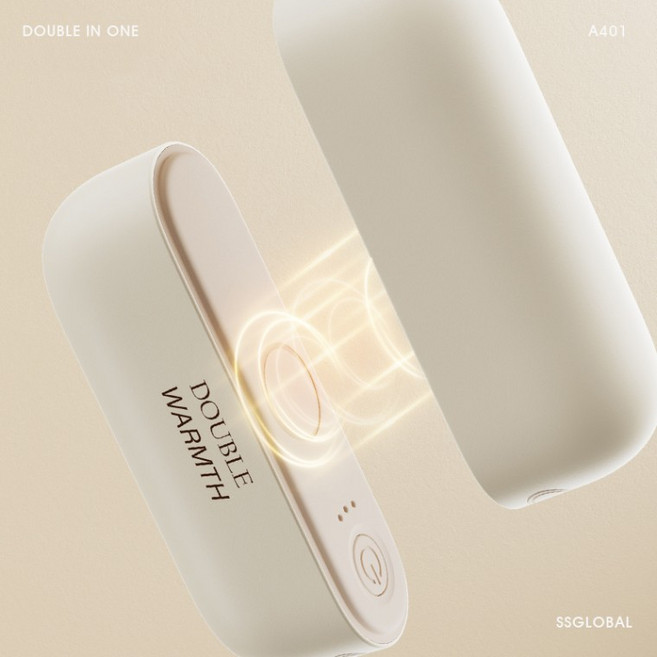 보조배터리 DOUBLE IN ONE 핸드워머 손난로 분리식 대용량 10000mA USB 충전식 A401 KC인증 대량구매 핫팩, 상세페이지 참조, 핑크+충전기
