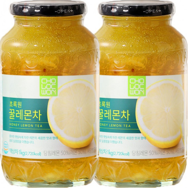 초록원 꿀레몬차 2kg (1kgx2병) 대용량 레몬차 과일차, 1kg, 2세트