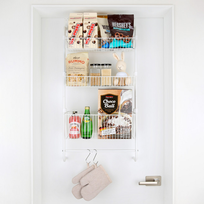 바스페이스 3단 문걸이 수납장 화이트/블랙, 1개, 화이트