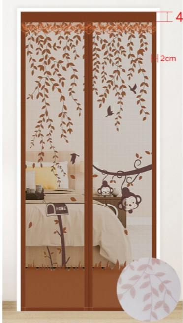 磁吸式防蚊門簾 猴子咖啡圖案, 猴子咖啡