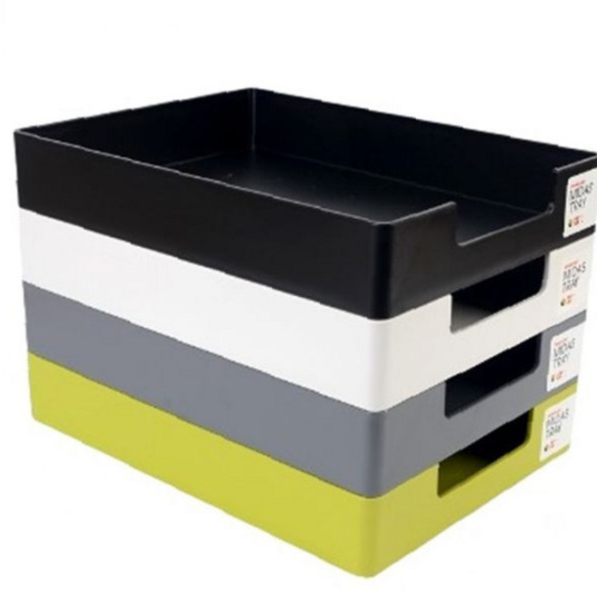 층층 서랍식 문서 보관 상자 사무실 책상 위 소품 정리 수납 케이스 블랙 화이트, 상세페이지 참조, 그린