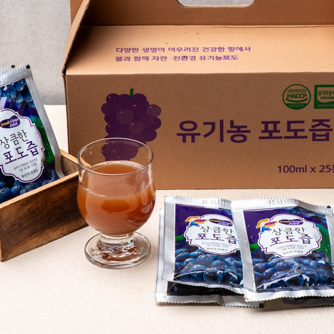진미농원 유기농 무농약 저온착즙 포도즙, 25개, 100ml