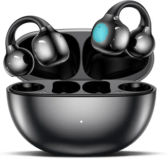 UYUXIO BT 5.4 클립형 헤드폰 72시간 재생 시간 무선 이어버드 OWS 오픈 이어 긴 배터리 수명 운동 및 스포, 01 Black