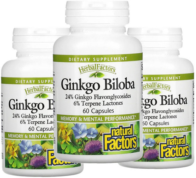 네추럴팩터스 징코빌로바 은행나무추출 60MG Capsules, 3개, 60정