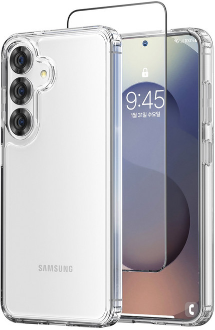 케이맥스 클리어핏 휴대폰 케이스 필름 세트(TPU/PC 케이스+액정보호필름 강화유리1P)