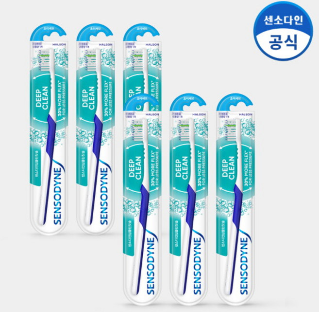 [센소다인] (리뉴얼) 부드러운 미세모 젠틀 칫솔 1입 x6개, 1개입, 6개