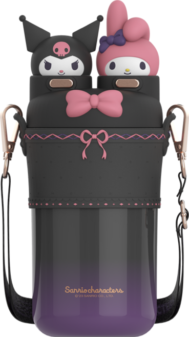 정품 산리오 텀블러 550ml, 550ml 쿠로미+마이멜로디(블랙), 1개
