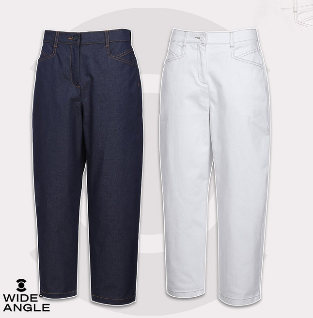 와이드앵글 여성 골프웨어 여자 골프 바지 데님라이크 테이퍼드핏 팬츠 WWM24352