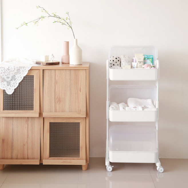 뉴코코맘 트롤리 기저귀정리함 아기트롤리 기저귀보관함 이동식트롤리, 1세트, 아이보리