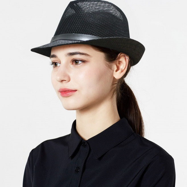 블랙 메쉬 페도라(C-606)