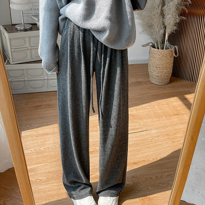 HA.M 여성 팬츠 캐주얼 와이드 하이웨스트 슬랙스 롱바지 트레이닝 밴딩 팬츠