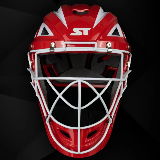 스톰 야구 프리미엄 2023년 포수 캐쳐 마스크 보호대 일체형 레드/화이트, 1개 - 쿠팡