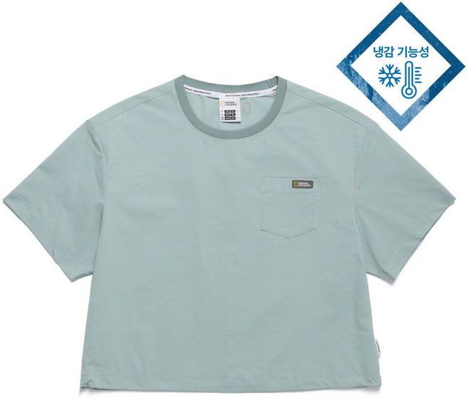 내셔널지오그래픽 N242WTS970 여성 프로즌에어 크롭 포켓 반팔 티셔츠 JADE 531842