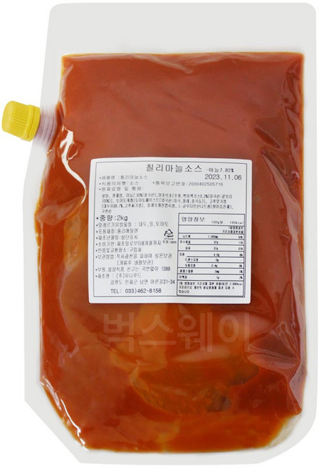 벅스웨이 칠리마늘소스 2kg, 1개