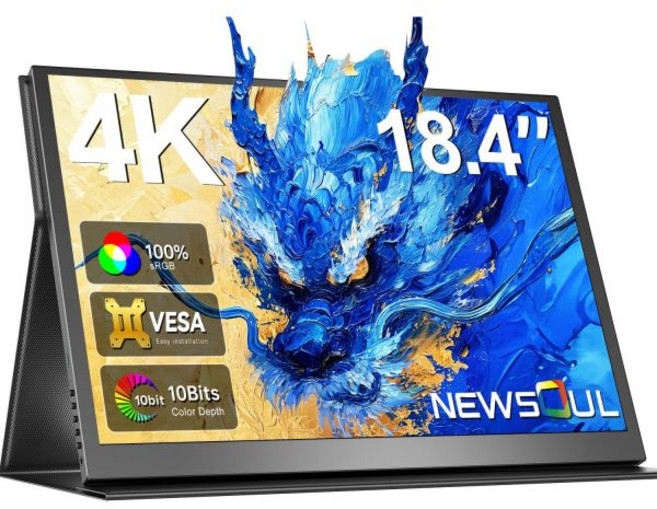 Newsoul 16인치 OLED 휴대용 모니터 노트북 화면 익스텐더 3K 2880x1800 120Hz 0.1ms 응답 500니트 밝기 1000001 명암비 100 DCI, 18.4"_4K, 1개