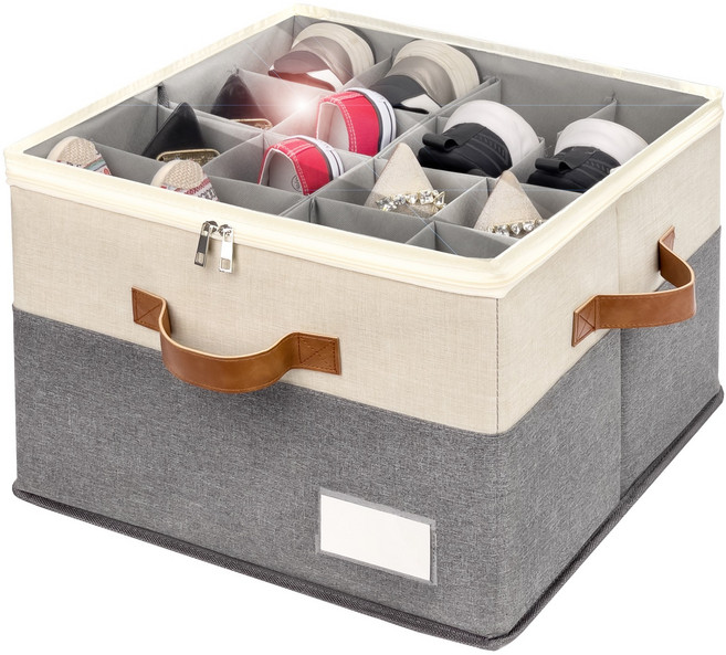 초닐히 접이식 신발보관함 신발정리함 신발수납함, 1개, 베이지 & 그레이