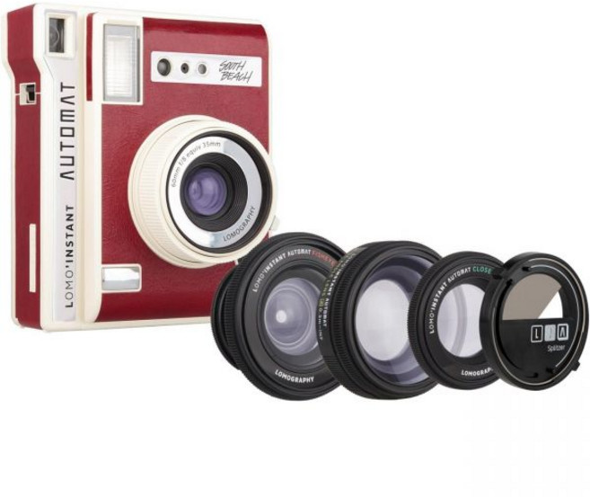 로모그래피 로모인스턴트 오토맷 사우스 비치 렌즈 3개 후지필름 인스탁스 미니 필름 호환 인스턴트 카메라 249586