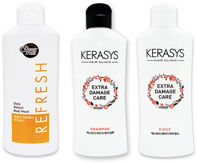 애경 여행용 휴대용 헬스 세트 3종 샴푸 린스 바디, 1세트