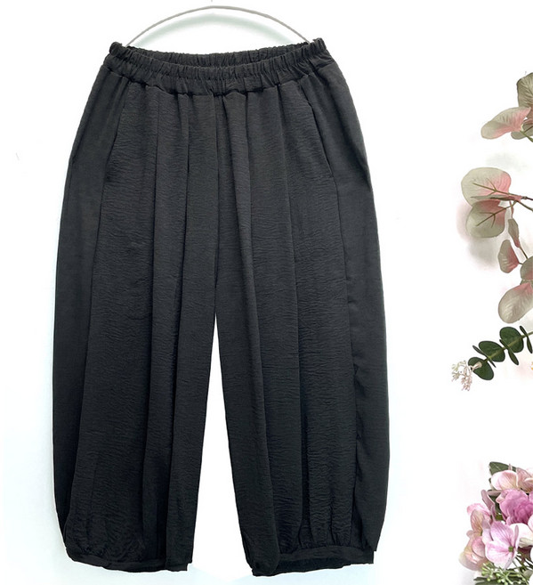 국민할매 할머니옷 엄마옷 쿨 린넨 호박 주름 통 밴딩바지 [SH-8090] 치마바지 빅사이즈