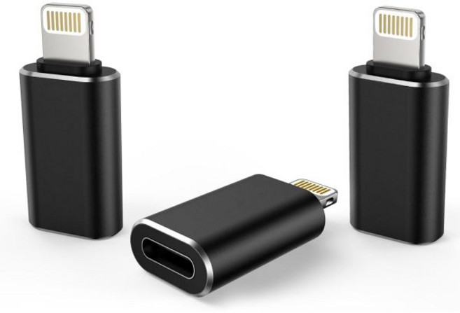 TechMatte 여성용 USB C to 라이트닝 남성 어댑터 2개 세트 22A 충전 및 데이터 전송 iPhone 14 13 12 11 X SE iPad iPod AirPods, 3 Pack_Black, Black