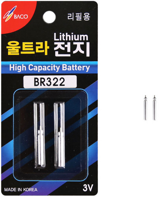 바코 리튬전지 울트라 전지 BR322 케미전지, 1개