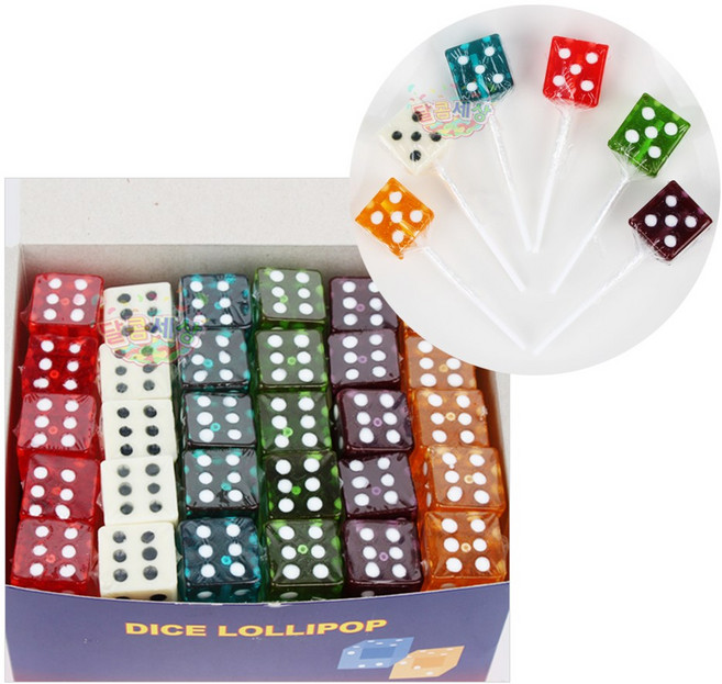 주사위 모양 캔디 대용량 막대사탕 믹스후르츠맛 어린이집 유치원 간식 판촉 행사 개별포장, 15g, 30개