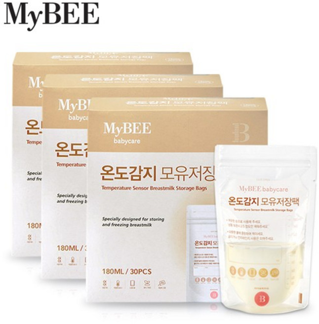 마이비 온도감지 모유저장팩 30매 x 3팩, 없음
